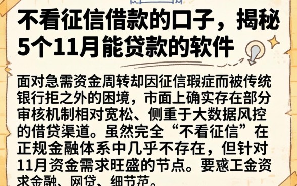 不看征信借款的口子，揭秘5个11月能贷款的软件