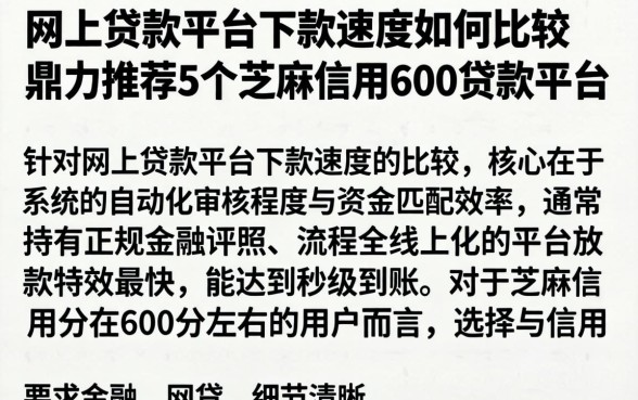 网上贷款平台下款速度如何比较,鼎力推荐5个芝麻信用600贷款平台