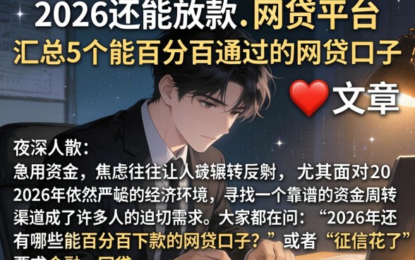 2026还能放款的网贷平台，汇总5个能百分百通过的网贷口子
