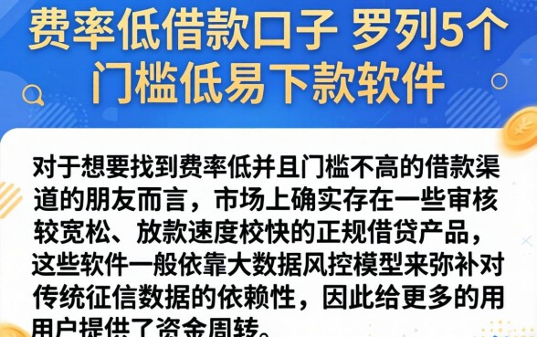 费率低的借款口子，罗列5个门槛低易下款软件