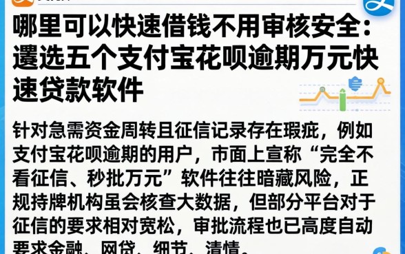 哪里可以快速借钱不用审核安全，遴选五个支付宝花呗逾期万元快速贷款软件