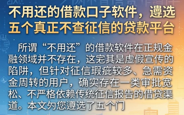 不用还的借款口子软件，遴选五个真正不查征信的贷款平台
