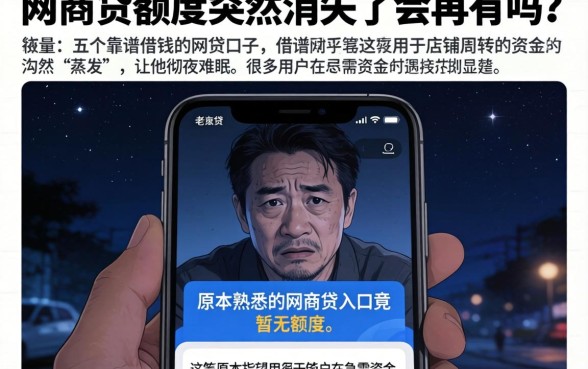 网商贷额度突然消失了会再有吗，细致阐述五个靠谱借钱的网贷口子