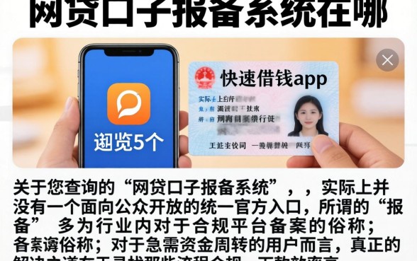 网贷口子报备系统在哪，概览5个手机和身份证快速借钱app
