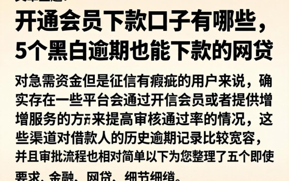 开通会员下款口子有哪些，详尽说明5个黑户逾期也能下款的网贷