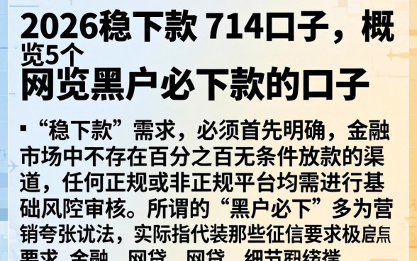 2026稳下款的714口子，概览5个网贷黑户必下款的口子