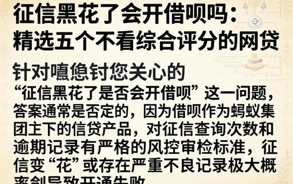 征信黑花了会开借呗吗，精选五个不看综合评分的网贷