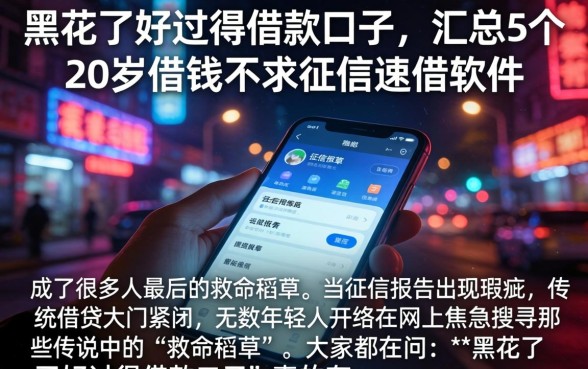 黑花了好过得借款口子，汇总5个20岁借钱不求征信速借软件