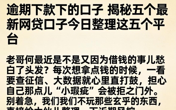 逾期下款下的口子，揭秘五个最新网贷口子今日整理这五个平台