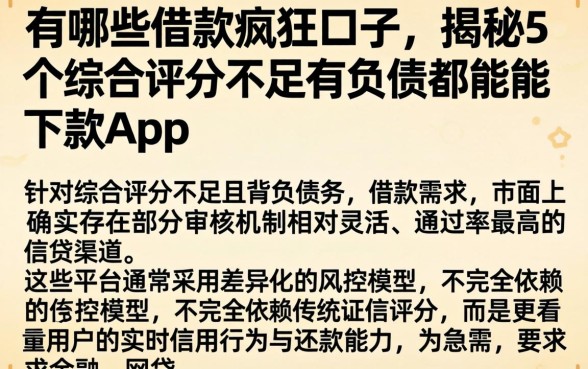 有哪些借款疯狂口子，揭秘5个综合评分不足有负债都能下款app