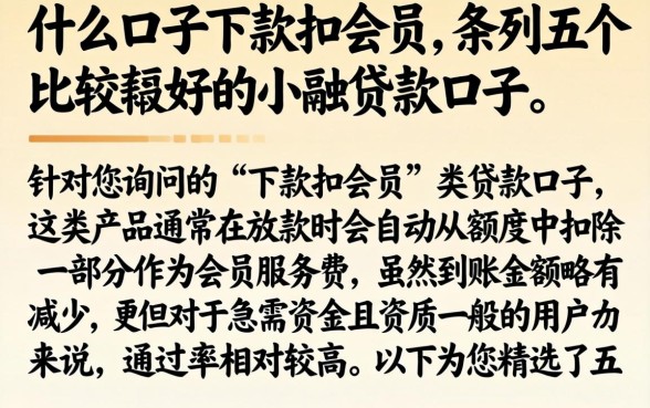 什么口子下款扣会员，条列五个比较好的小额贷款口子
