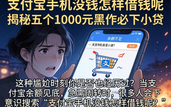 支付宝手机没钱怎样借钱呢，揭秘五个1000元黑户必下小贷