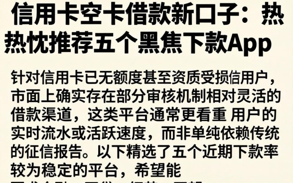 信用卡空卡借款新口子，热忱推荐五个黑户下款app