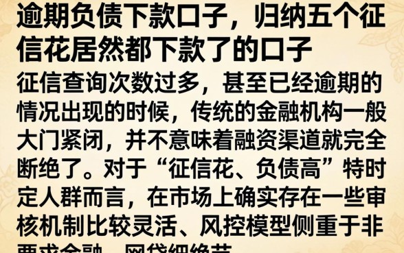 逾期负债下款口子，归纳五个征信花居然都下款了的口子