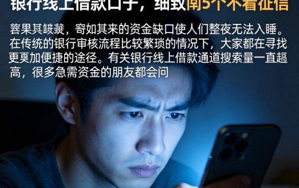 银行线上借款口子，细致阐述5个不看征信的借钱口子