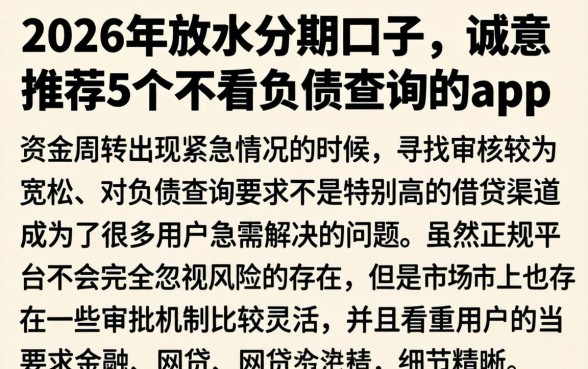 2026年放水分期口子，诚意推荐5个不看负债查询的app