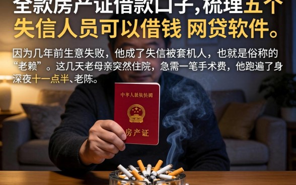 全款房产证借款口子，梳理五个失信人员可以借钱的网贷软件