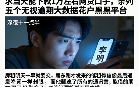 求当天能下款1万左右的网贷口子，条列五个无视逾期大数据花户黑户平台