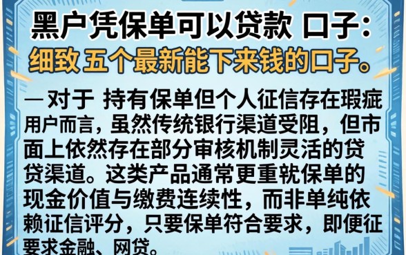 黑户凭保单可以贷款的口子，细致阐述五个最新能下来钱的口子