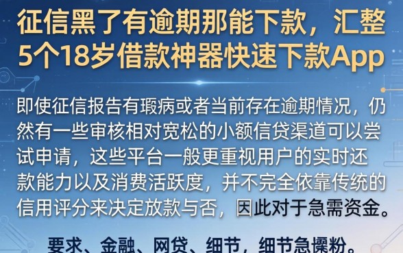 征信黑了有逾期那能下款，汇整5个18岁借款神器快速下款app