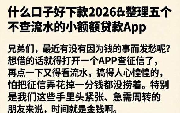 什么口子好下款2026，整理五个不查流水的小额度贷款app