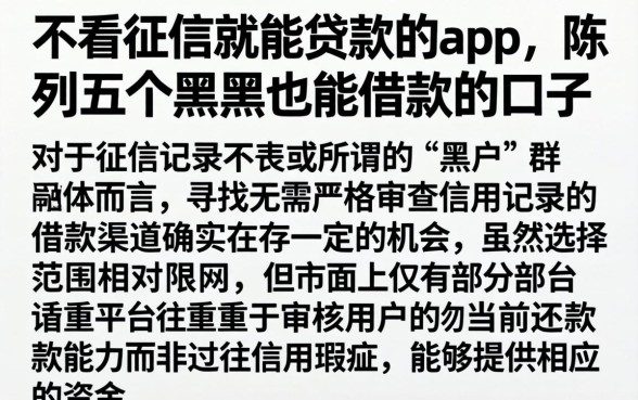 不看征信就能贷款的app，陈列五个黑户也能借款的口子