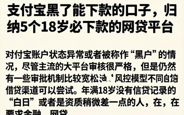 支付宝黑了能下款的口子，归纳5个18岁必下款的网贷平台