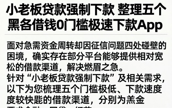 小老板贷款强制下款，整理五个黑户借钱0门槛极速下款app