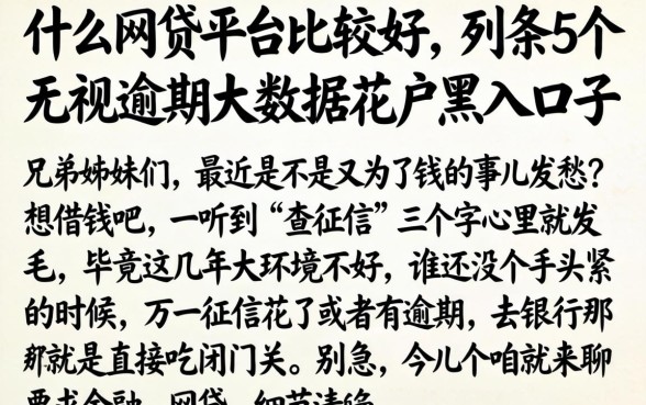 什么网贷平台比较好，条列5个无视逾期大数据花户黑户口子