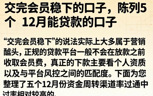 交完会员稳下的口子，陈列5个12月能贷款的口子