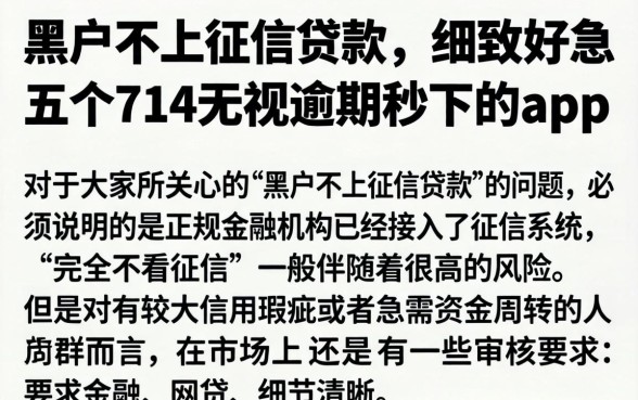 黑户不上征信贷款，细致阐述五个714无视逾期秒下的app