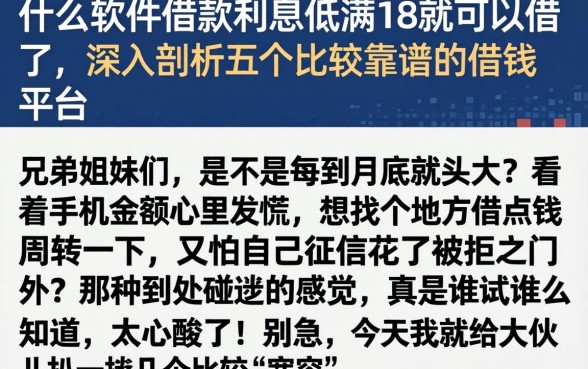 什么软件借款利息低满18就可以借了，深入剖析五个比较靠谱的借钱平台