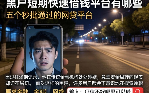 黑户短期快速借钱平台有哪些，条列五个秒批通过的网贷平台