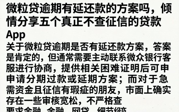 微粒贷逾期有延还款的方案吗，倾情分享五个真正不查征信的贷款app