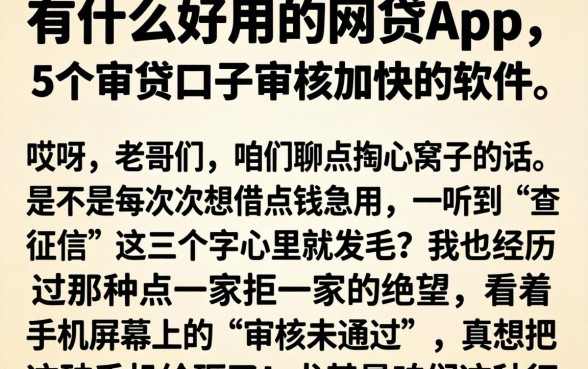 有什么好用的网贷app，详尽说明5个审贷口子审核加快的软件