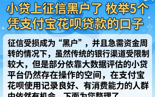 小贷上征信黑户了,枚举5个凭支付宝花呗贷款的口子