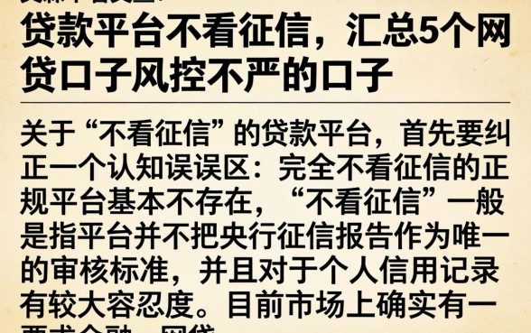贷款平台不看征信，汇总5个网贷口子风控不严的口子
