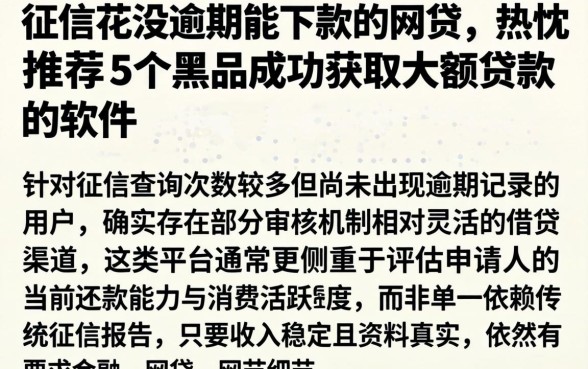 征信花没逾期能下款的网贷，热忱推荐5个黑户成功获取大额贷款的软件