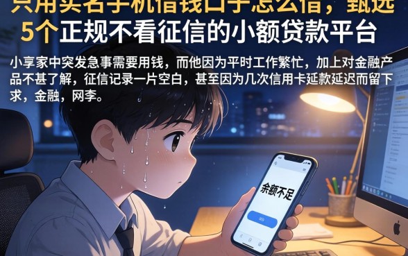 只用实名手机借钱口子怎么借，甄选5个正规不看征信的小额贷款平台