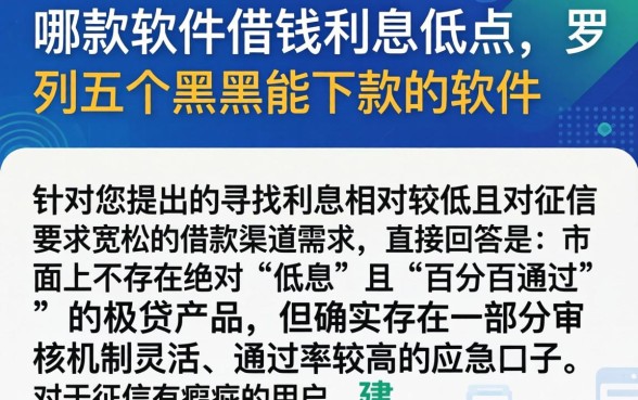 哪款软件借钱利息低点，罗列五个黑户能下款的软件