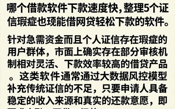 哪个借款软件下款速度快，整理5个征信瑕疵也能借网贷轻松下款的软件