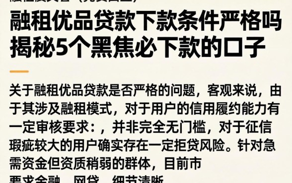 融租优品贷款下款条件严格吗，揭秘5个黑户必下款的口子