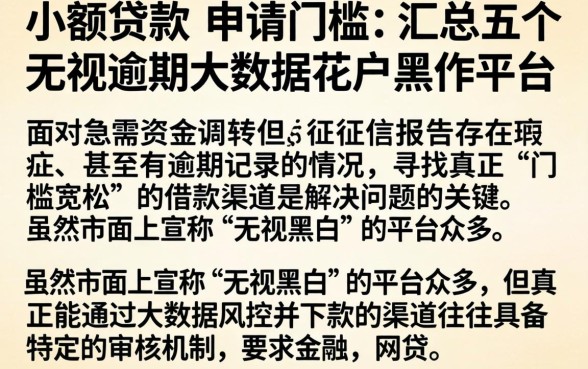 小额贷款的申请门槛，汇总五个无视逾期大数据花户黑户平台