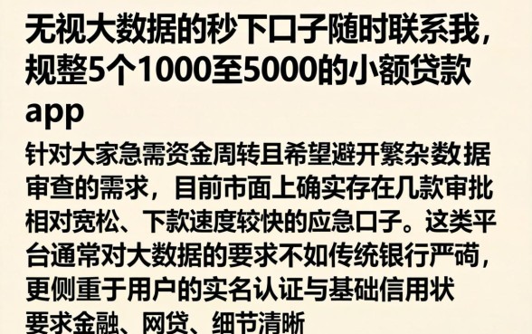 无视大数据的秒下口子随时联系我，规整5个1000至5000的小额贷款app
