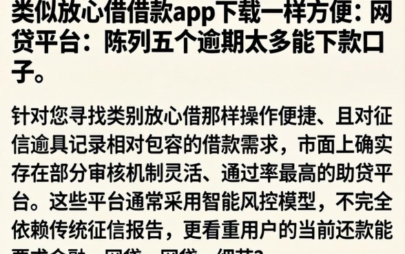 类似放心借借款app下载一样方便的网贷平台，陈列五个逾期太多能下款口子