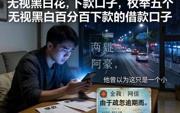 无视黑白花的下款口子，枚举五个无视黑白百分百下款的借款口子