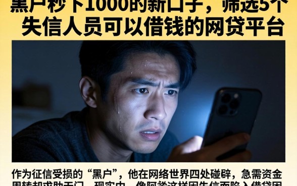 黑户秒下1000的新口子，筛选5个失信人员可以借钱的网贷平台