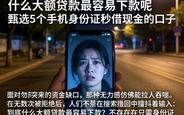 什么大额贷款最容易下款呢，甄选5个手机身份证秒借现金的口子