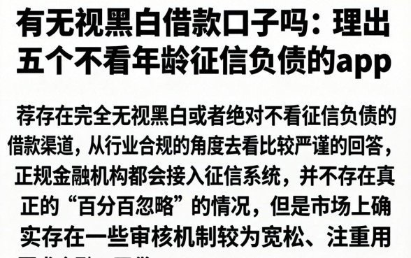有无视黑白的借款口子吗，理出五个不看年龄征信负债的app