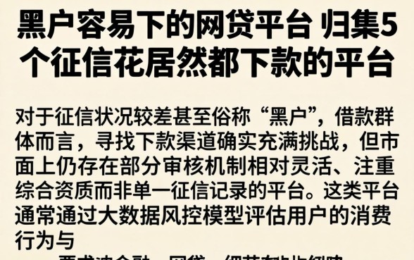 黑户容易下的网贷平台，归集5个征信花居然都下款的平台